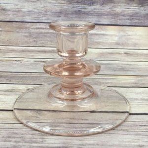VINTAGE Pink Depression Glass Candle